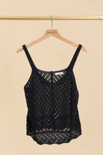 V-NECK TOP CROCHET MESH SHOULDER STRAP: Dark beige / One size