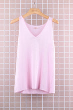 COTTON V-NECK TANK TOP: Beige / One size