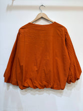 Women's cotton blouse round neck puff sleeves: Chocolat / TAILLE STANDARD (36-42 / S-XL)