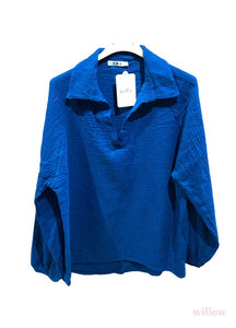 Cotton Gauze French collar blouse: Pink