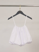 Cropped cotton-blend puff top with thin straps TDM58026: Marron