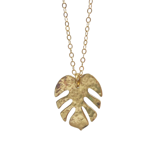 Hammered Palm Leaf Necklace: 16 inches