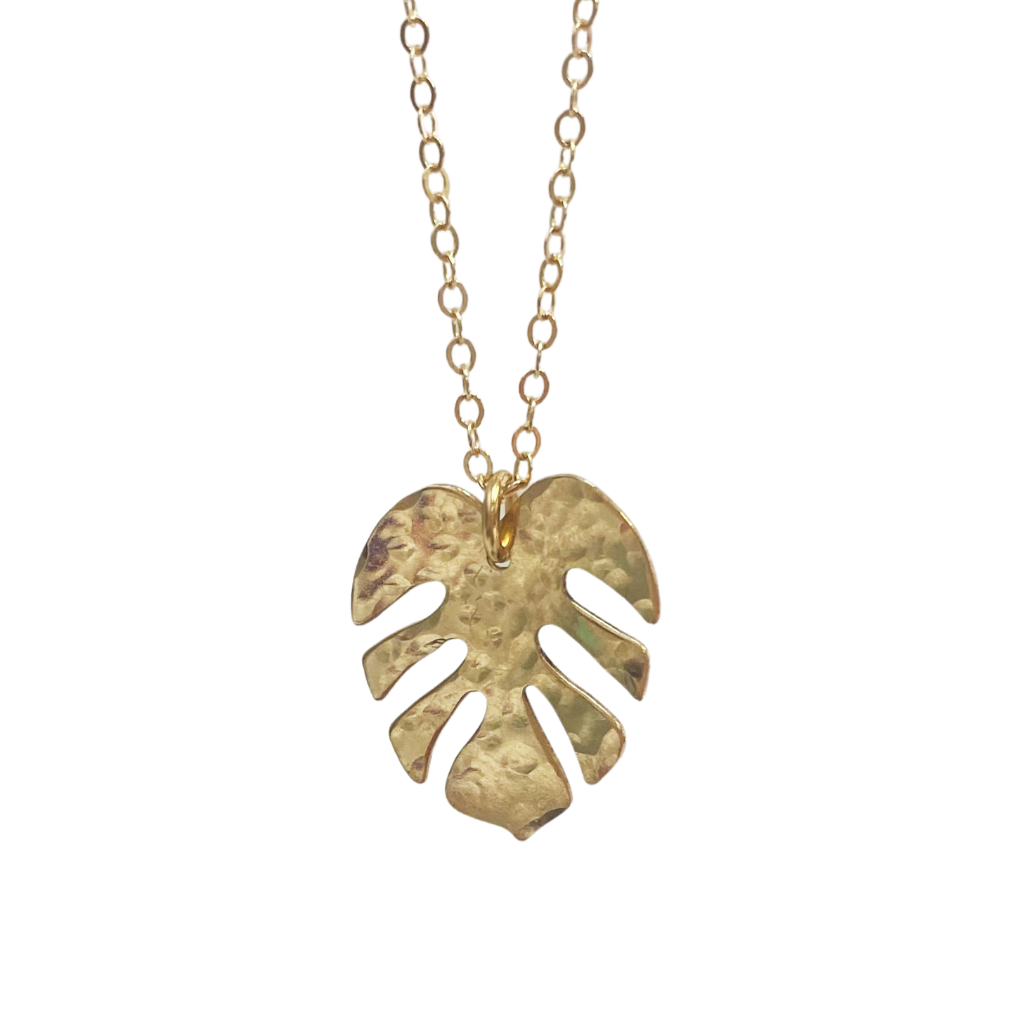 Hammered Palm Leaf Necklace: 16 inches