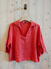 Ref-12104 100% LINEN BLOUSE: CAMEL