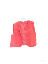 Sleeveless cotton gauze vest: Camel