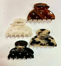 Large Rhinestone Resin Jaw Clip: White Tokyo