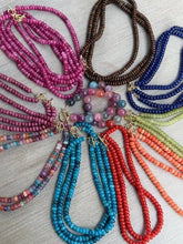 Lilly Gemstone Bead Necklace multi-color 8mm opals jade : Olive Green