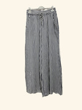 Wide 100% linen striped trousers Art 9925: Brown