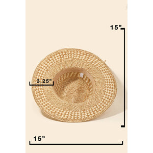 Checkered Straw Weave Sun Hat: BL