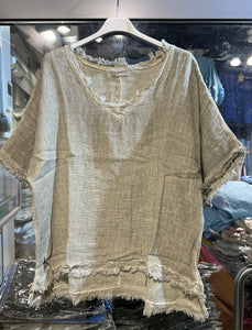 Fringe Blouse: Taupe