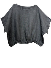 9558 Oversized linen tunic with elasticated hem: BEIGE
