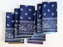 Navy Blue Bandana Cloth Napkins, set of four