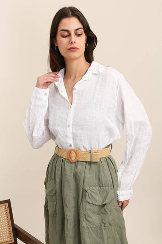 Classic Button Down : Linen Top White