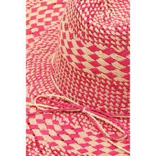 Checkered Straw Weave Sun Hat: BL