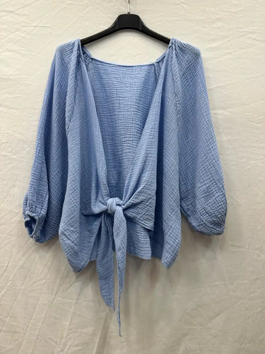 Cotton gauze tie bolero One Size