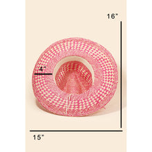 Checkered Straw Weave Sun Hat: BL