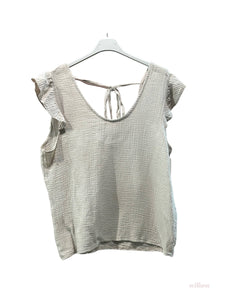 Shoulder Cotton Gauze tank top: Beige