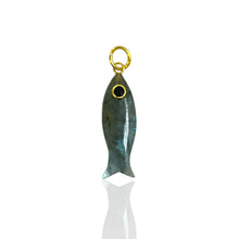 Natural stone fish Charm: Black onyx