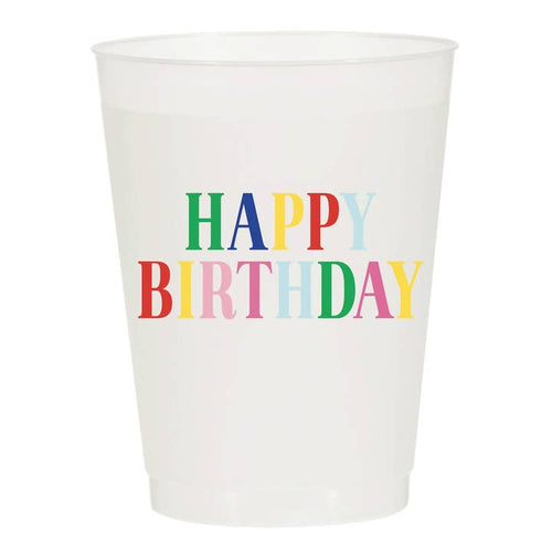 Happy Birthday Multicolor Frosted Cups - Birthday: Pack of 10