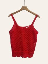V-NECK TOP CROCHET MESH SHOULDER STRAP: Dark beige / One size