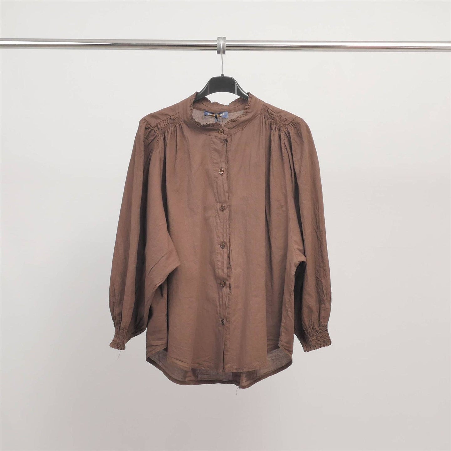 Gathered Collar Blouse:  Chocolate : One Size