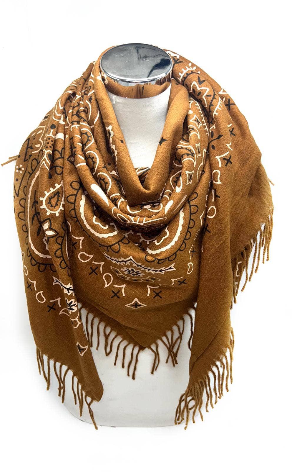 Bandana Scarf with Fringe : Camel