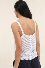V-NECK TOP CROCHET MESH SHOULDER STRAP: Dark beige / One size