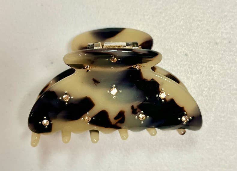 Large Rhinestone Resin Jaw Clip: White Tokyo