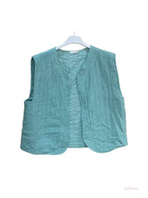Sleeveless cotton gauze vest: Camel