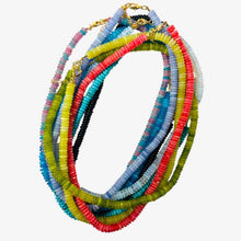 Disc Bead Necklaces: Mixed pink,yellow,blue & green