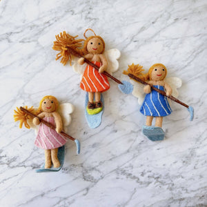 Felt Paddleboard Girl Ornament: Blue