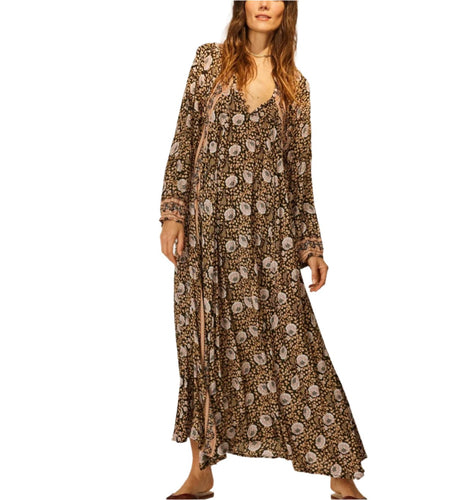 Fiore Maxi Dress Vintage Flowers Sepia Rayon