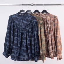 Cotton puff sleeve shirt TD65921-2: Khaki One Size