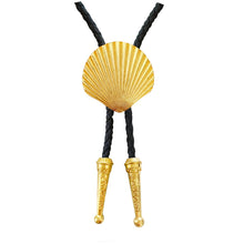 Gold Seashell Bolo Tie: White