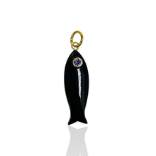 Natural stone fish Charm: Black onyx