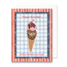 Cherry on Top Ice Cream Iron-On Patch Birthday Card