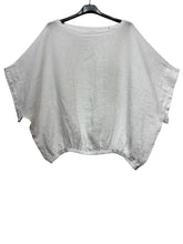 9558 Oversized linen tunic with elasticated hem: BEIGE