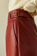 CS8049 - Natalie Vegan PU Midi Skirt With Side Buckle Detail: XS / BRICK