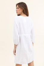 Belted cotton gauze short dress: Camel