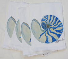 Limited Edition Watercolor Blue Nautilus Flour Sack  Towel