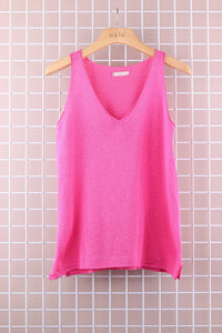 COTTON V-NECK TANK TOP: Beige / One size