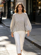Oversized sweater with balloon sleeves REF. 52082: Light Taupe