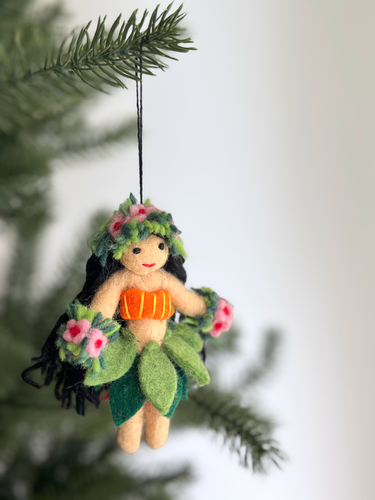 Felt Ornament - Hawaii Hula Girl: White