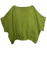 9558 Oversized linen tunic with elasticated hem: BEIGE