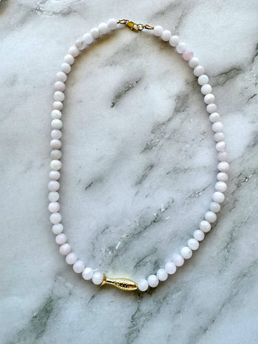 Ashia Beaded Fish Necklace: Rose Quartz