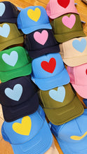 Happy Heart Trucker Hat: Cool blue + yellow