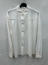 Cotton ruffled shirt @88270_ChVolantUni: Navy