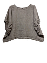 Camel Linen Blouse : Balloon Sleeve