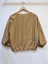 Women's cotton blouse round neck puff sleeves: Chocolat / TAILLE STANDARD (36-42 / S-XL)