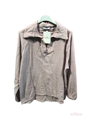 Cotton Gauze French collar blouse: Pink